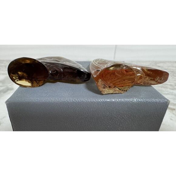 Lalique France Papillion Amber Art Glass Butterfly’s Figurine Set - Picture 6 of 13